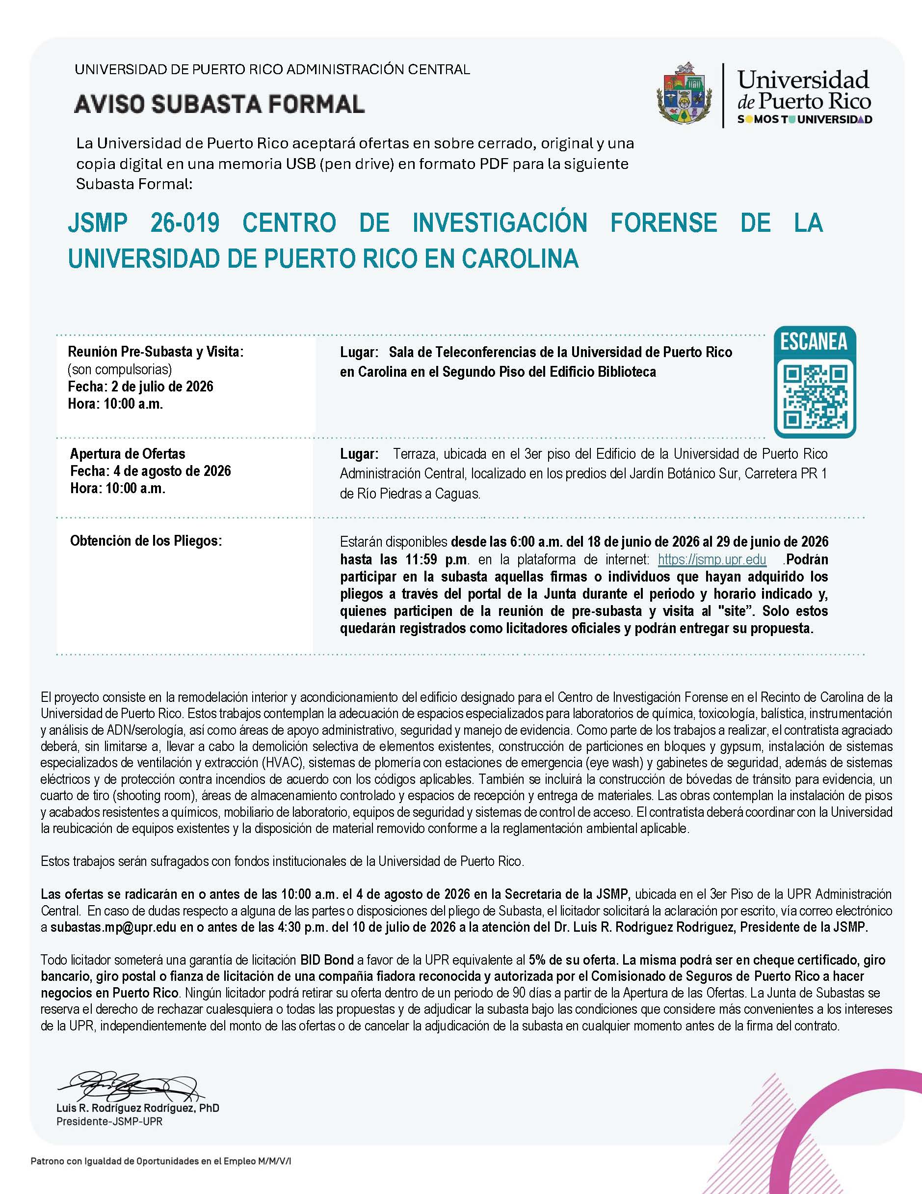 JSMP 26-019 CENTRO DE INVESTIGACIÓN FORENSE DE LA UNIVERSIDAD DE PUERTO RICO EN CAROLINA - Imagen 2